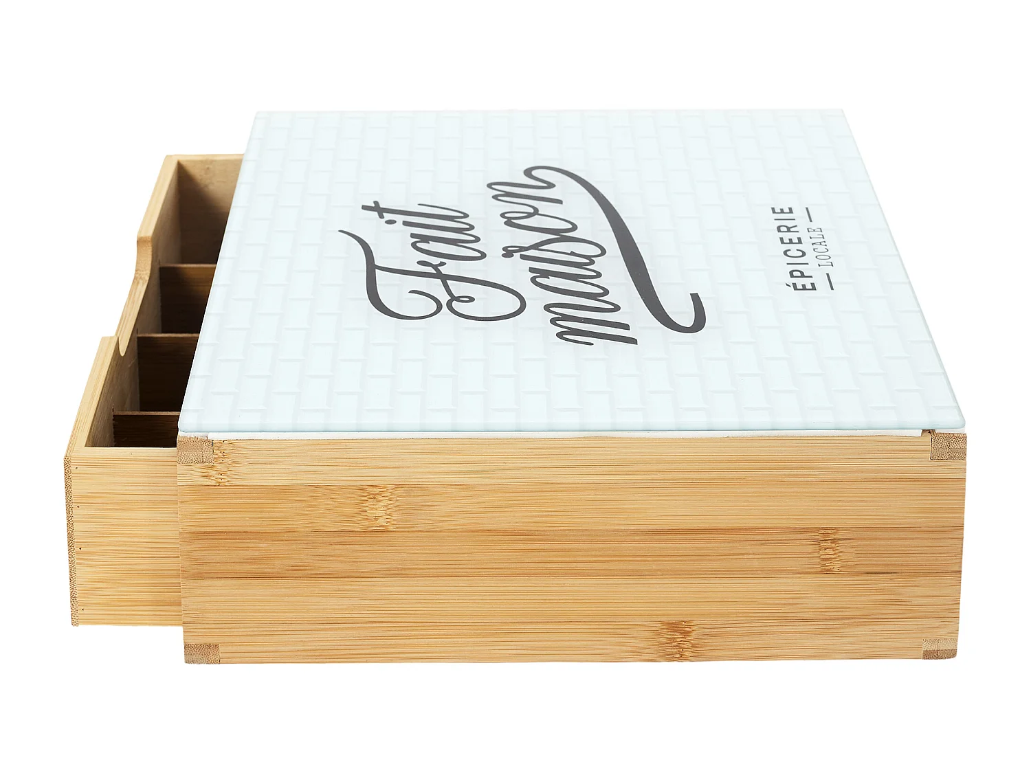 Porte Capsule Tiroir Bois Et Verre Brooklyn Marron, Blanc