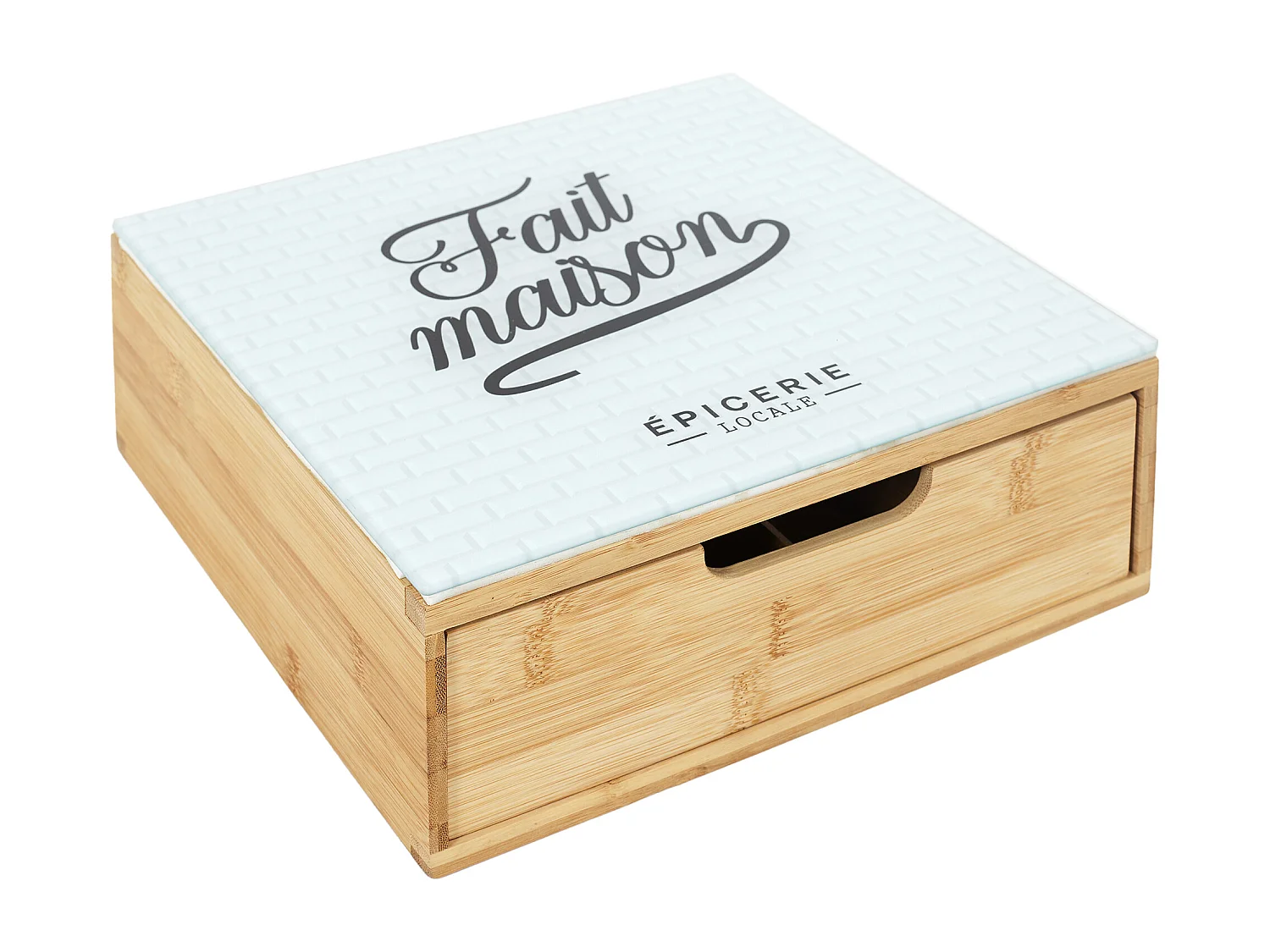 Porte Capsule Tiroir Bois Et Verre Brooklyn Marron, Blanc