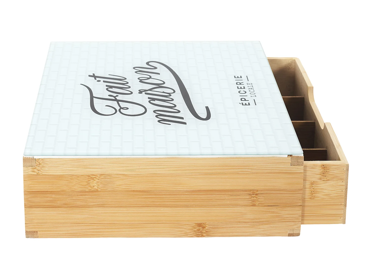 Porte Capsule Tiroir Bois Et Verre Brooklyn Marron, Blanc