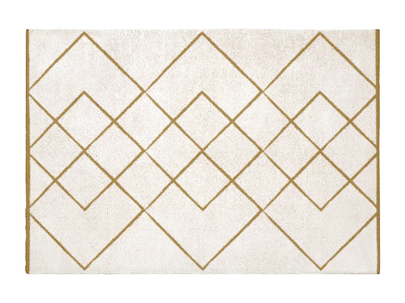 Hochflorteppich Berber - 160 x 230 cm - Weiß & Goldfarben - PRYSMI