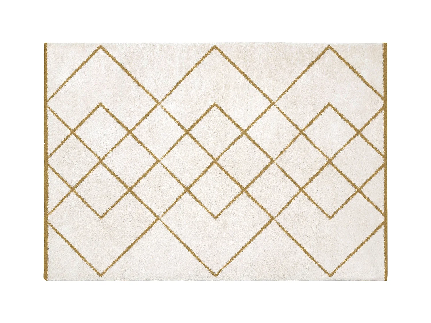 Tapis shaggy berbère - 160 x 230 cm - Blanc et doré - PRYSMI