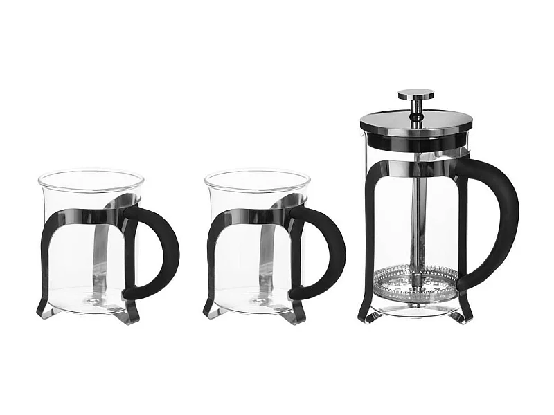 Coffret Cafetière & 2 Tasses "Café" 60cl Noir