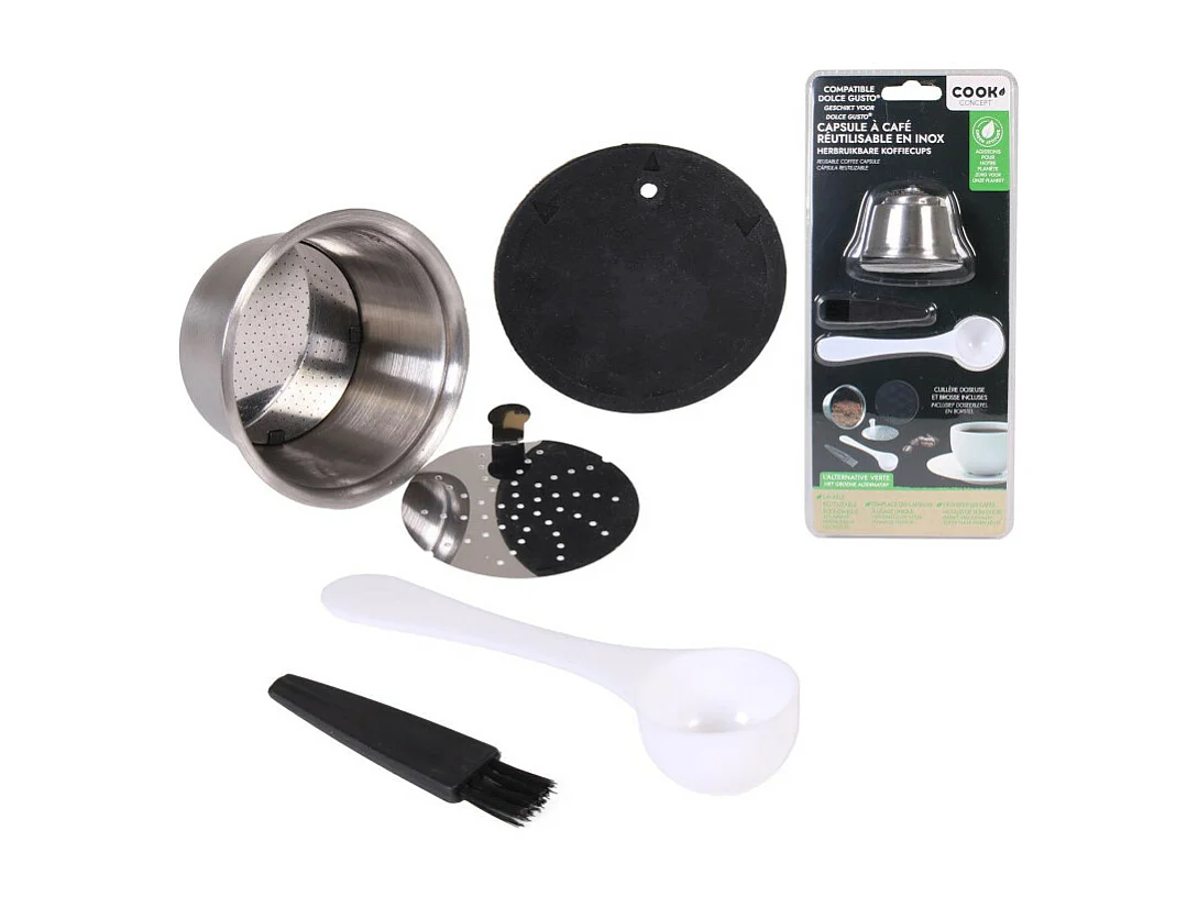 Capsule à Café Inox "Réutilisable" 5cm Gris & Blanc