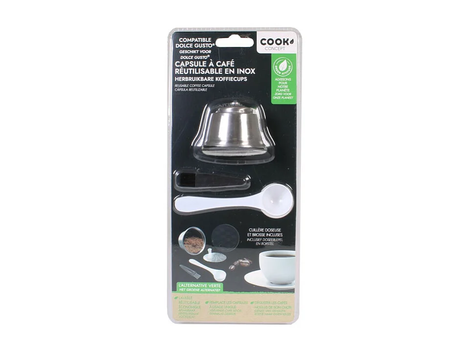 Capsule à Café Inox "Réutilisable" 5cm Gris & Blanc