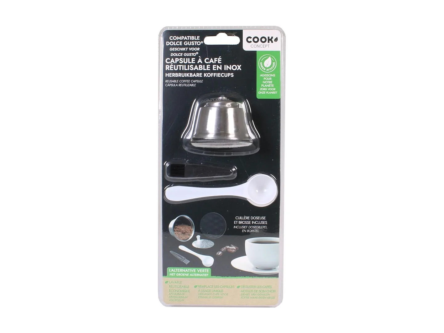 Capsule à Café Inox "Réutilisable" 5cm Gris & Blanc