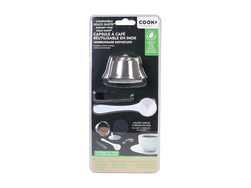 Capsule à Café Inox "Réutilisable" 5cm Gris & Blanc
