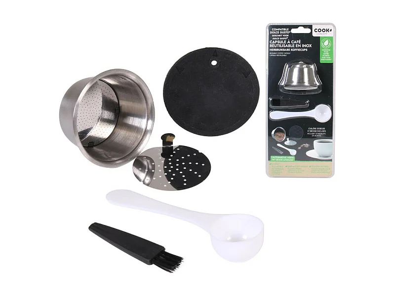 Capsule à Café Inox "Réutilisable" 5cm Gris & Blanc