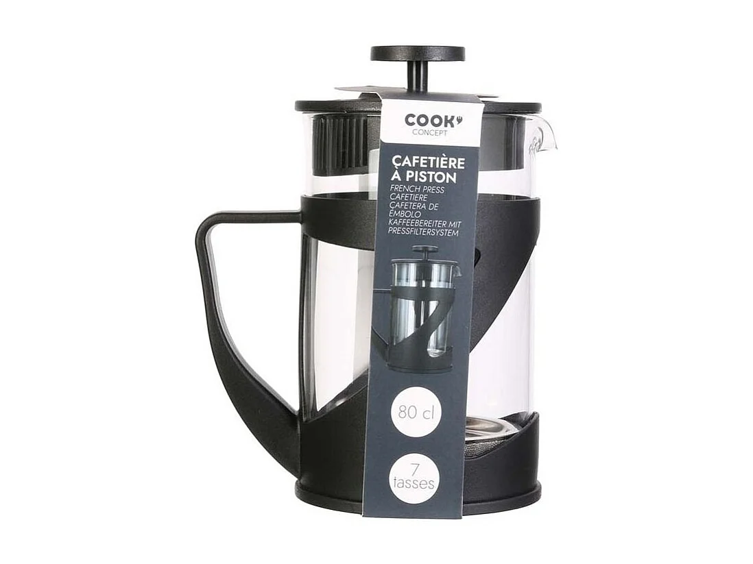 Cafetiere A Piston Noir 80cl 7 Tasses Noir
