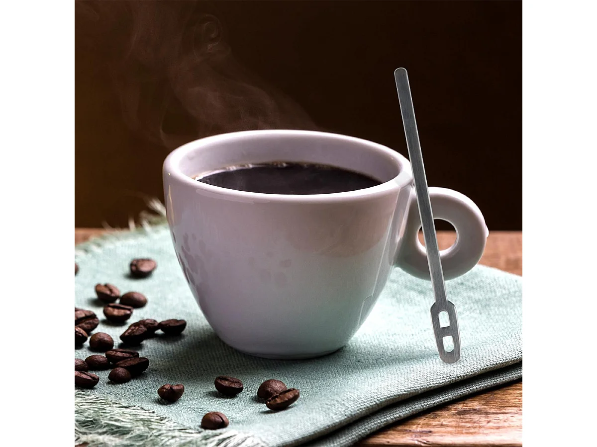 Lot de 8 Touillettes pour Café "Métal" 11cm Gris