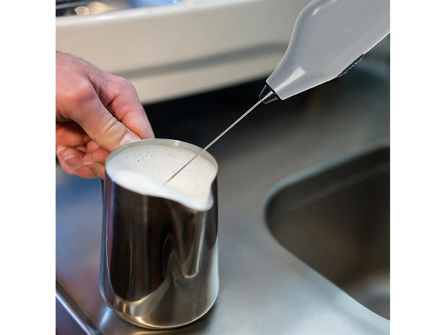 Émulsionneur à Lait "Mousse" 9cm Gris