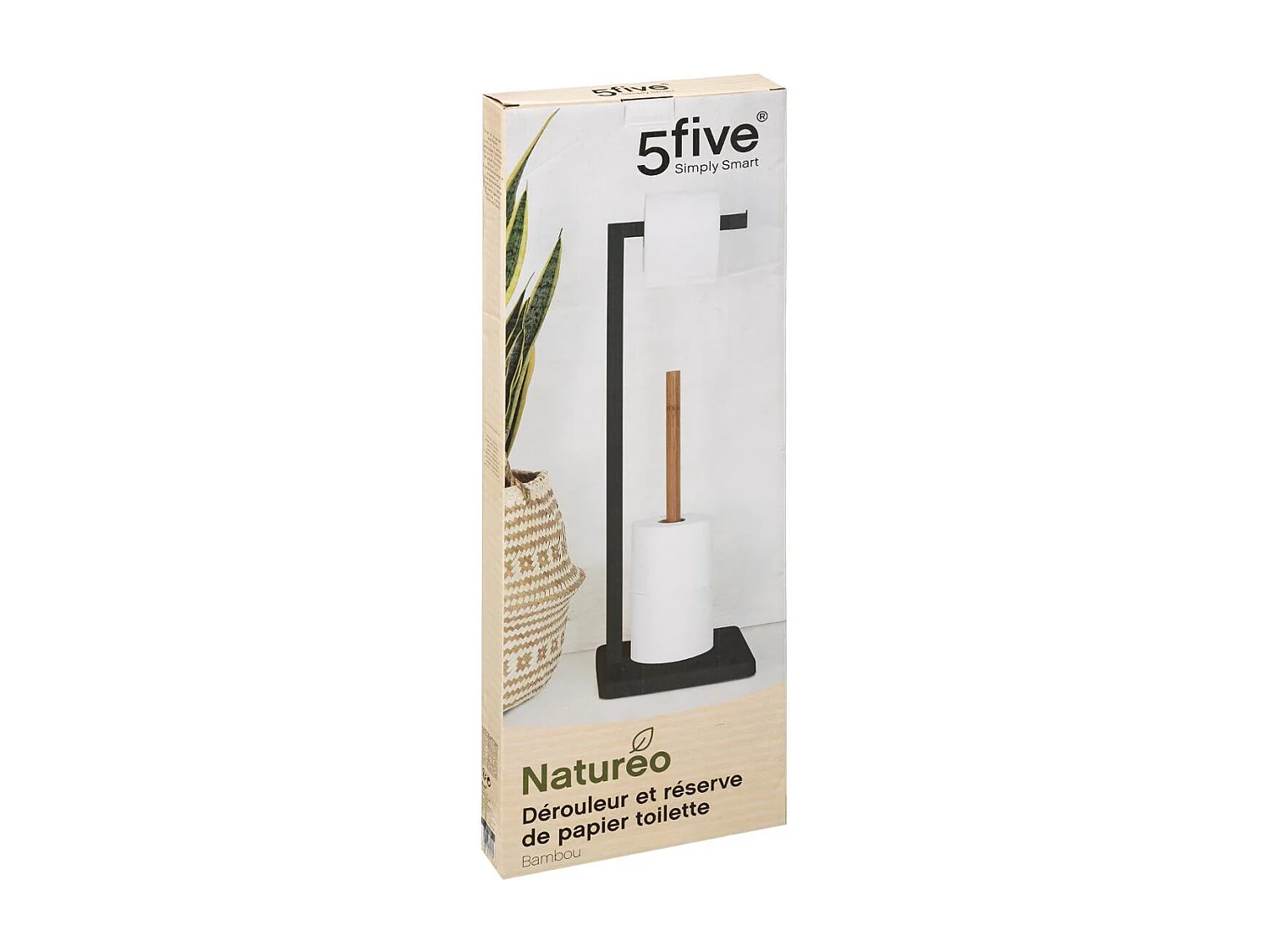 Porte Papier WC en Bambou "Natureo" 64cm Noir