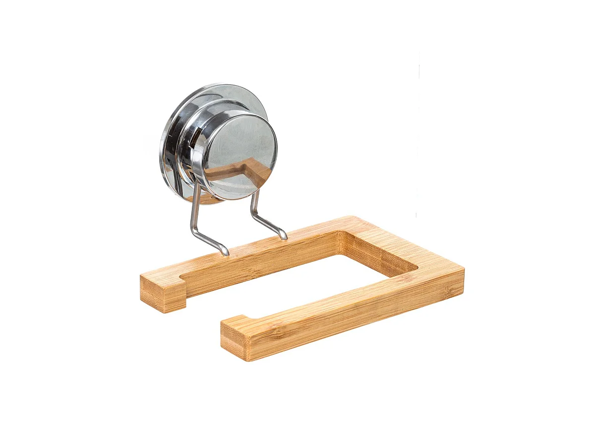 Dérouleur Papier WC Ventouse "Bambou" 15cm Naturel