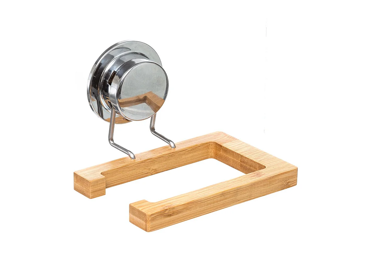 Dérouleur Papier WC Ventouse "Bambou" 15cm Naturel