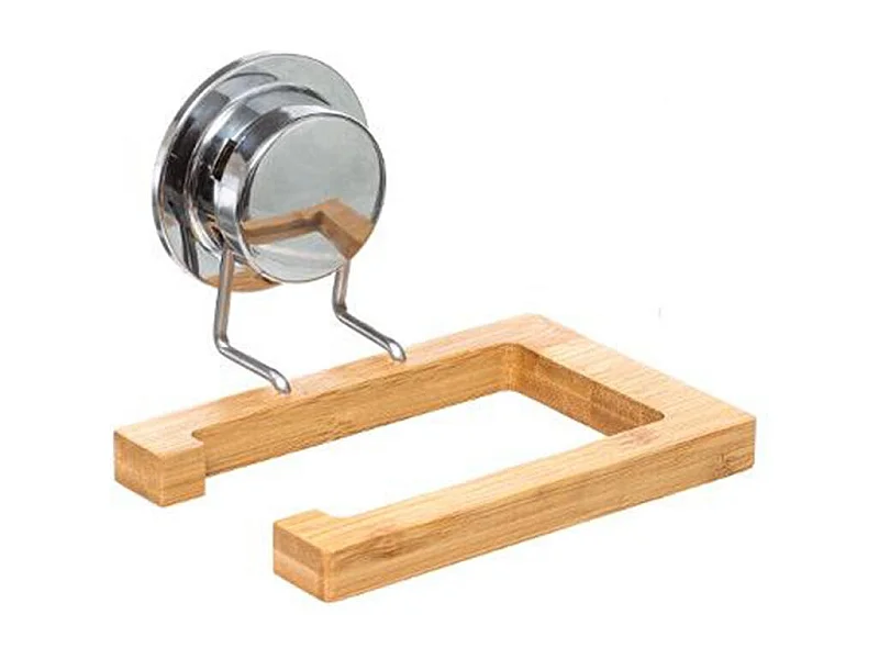 Dérouleur Papier WC Ventouse "Bambou" 15cm Naturel