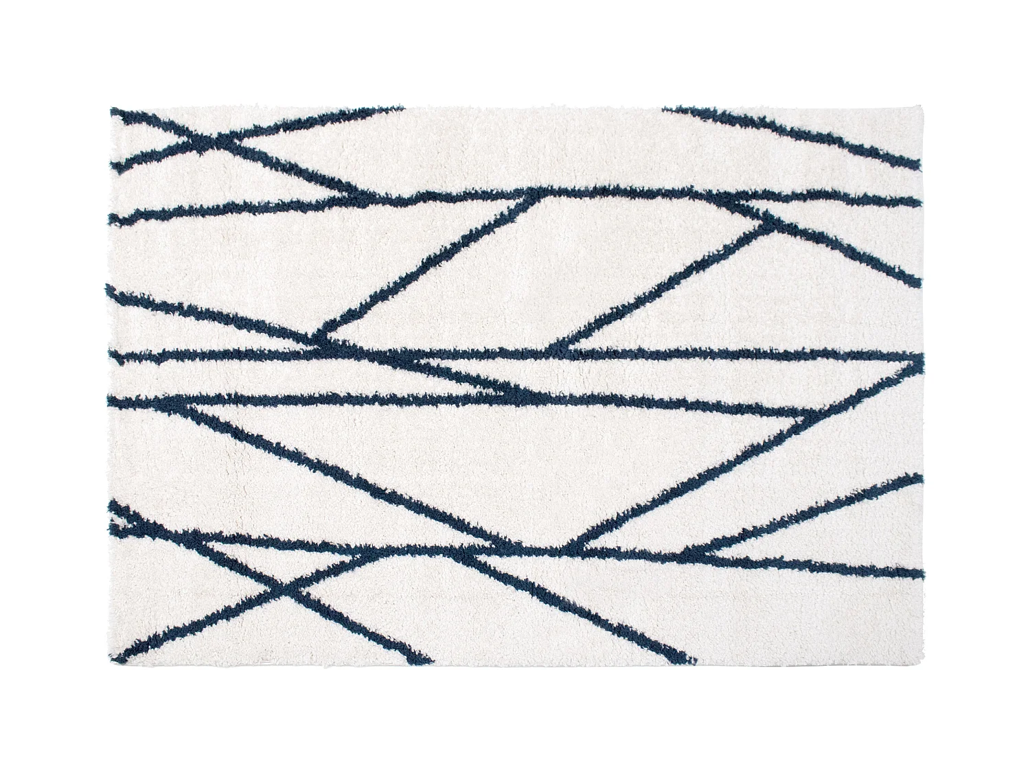 Tapete felpudo berbere assimétrico 160 x 230 cm - Branco e azul escuro - BARDIO