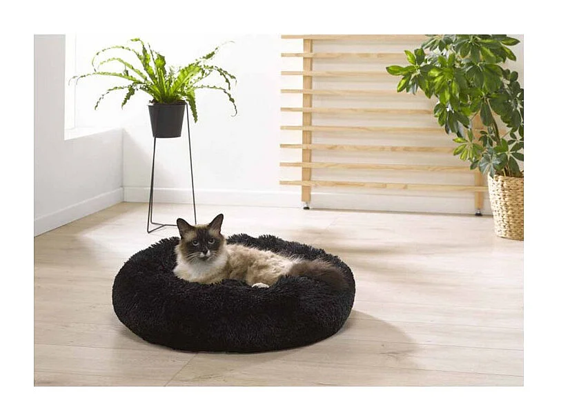 Coussin Rond pour Chien & Chat "Fluffy" 55cm Écru