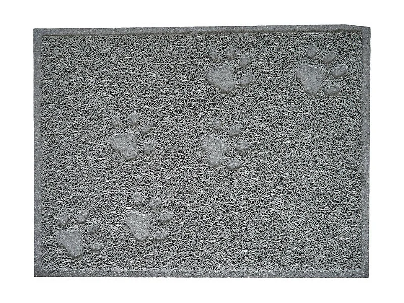 Tapis Repas pour Chien & Chat Déco "Pattes" 40cm Gris