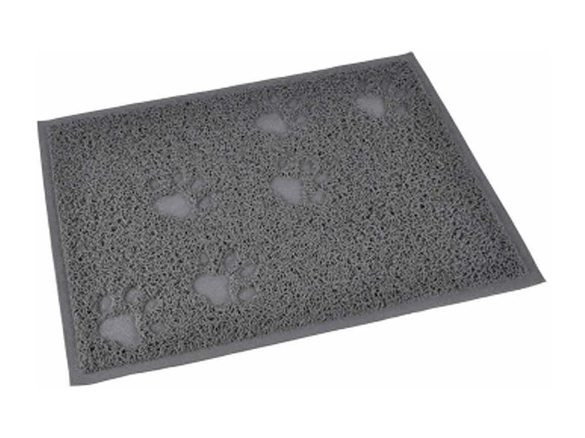 Tapis Repas pour Chien & Chat Déco "Pattes" 40cm Gris