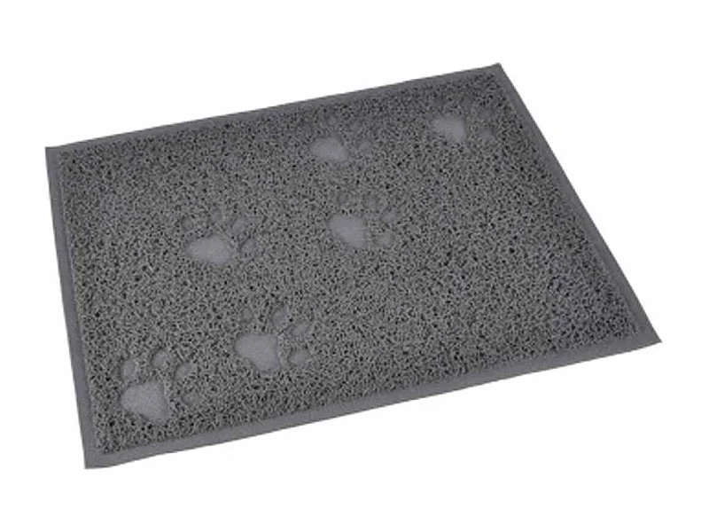 Tapis Repas pour Chien & Chat Déco "Pattes" 40cm Gris