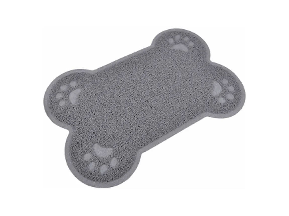 Tapis Repas pour Chien "Forme Os" 60cm Gris