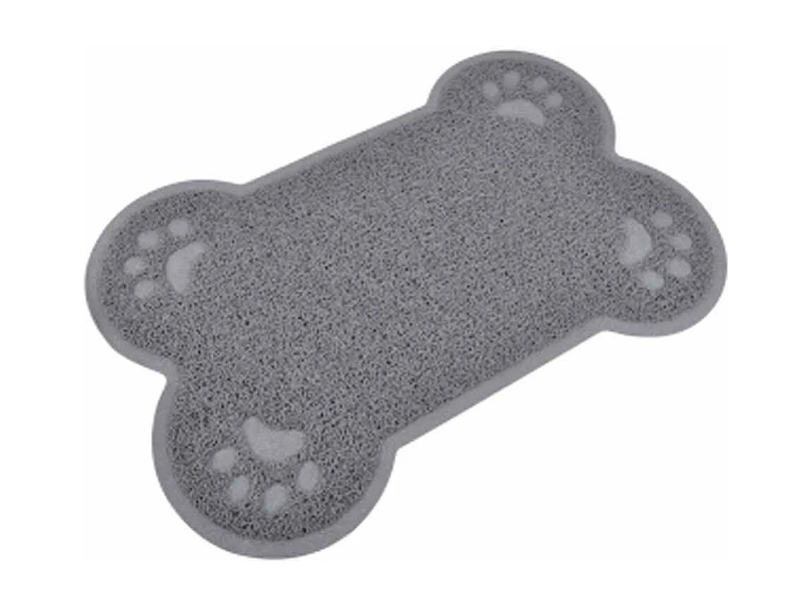 Tapis Repas pour Chien "Forme Os" 60cm Gris