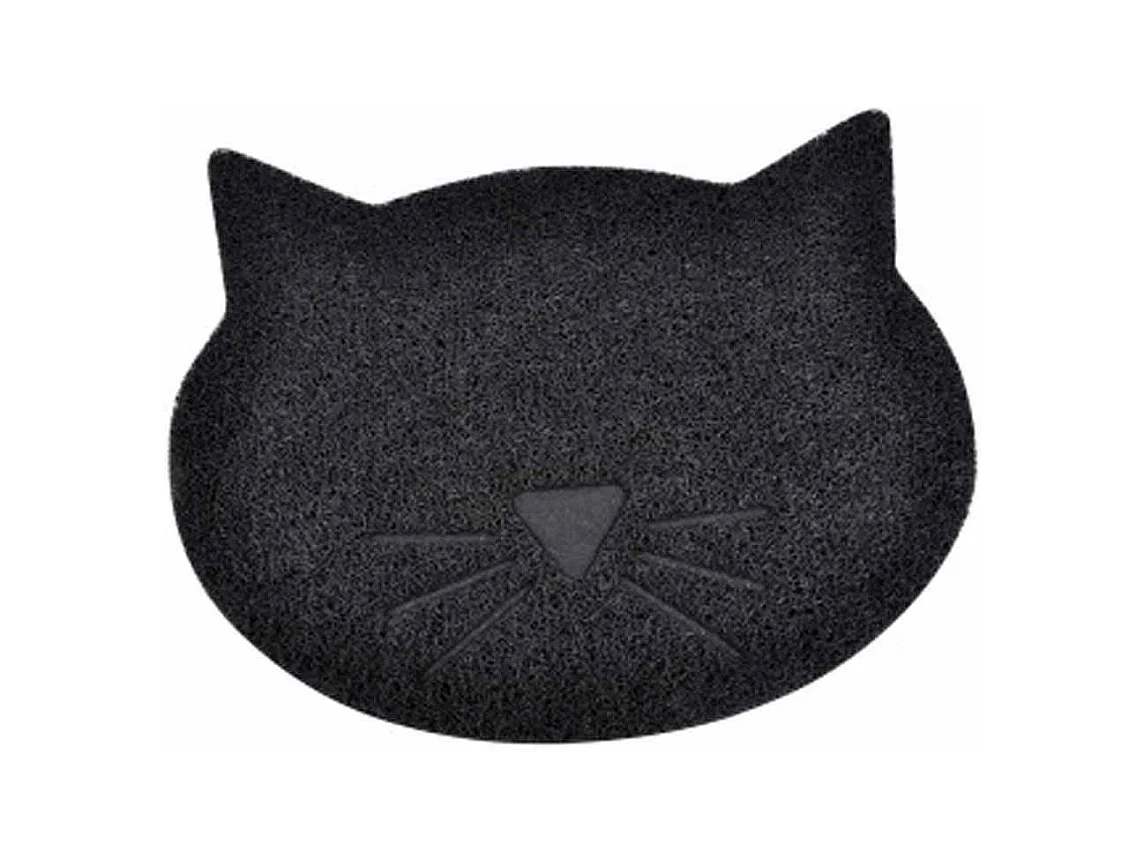Tapis Repas pour Chat "Tête de Chat" 43cm Noir