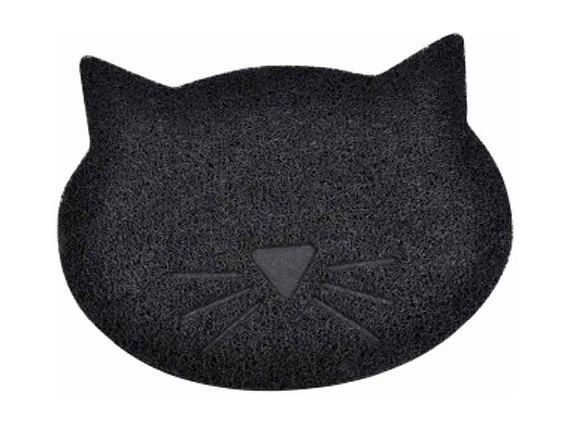 Tapis Repas pour Chat "Tête de Chat" 43cm Noir
