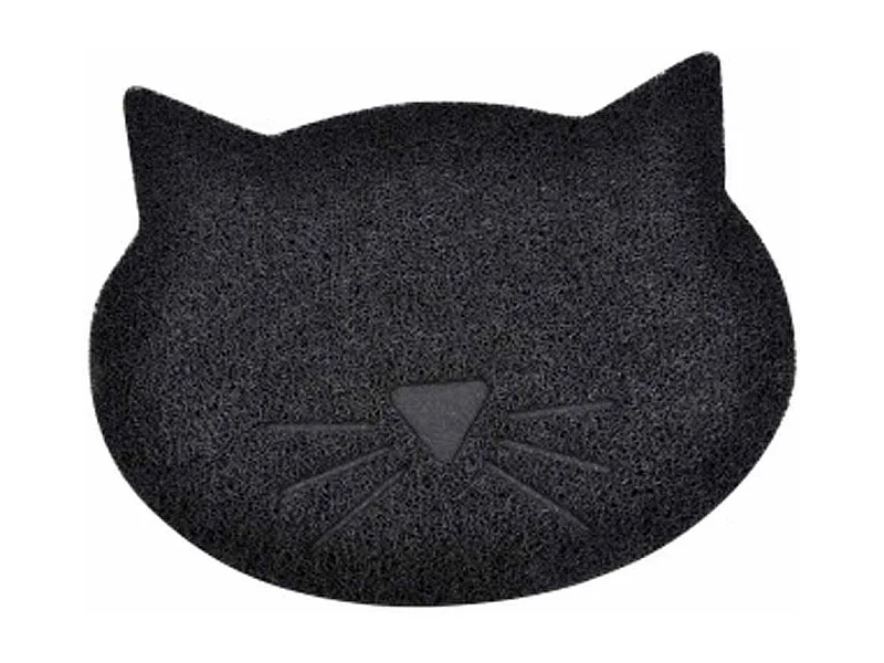 Tapis Repas pour Chat "Tête de Chat" 43cm Noir