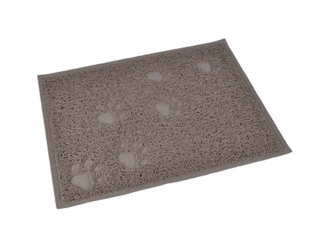 Tapis Repas pour Chien & Chat Déco "Pattes" 40cm Taupe