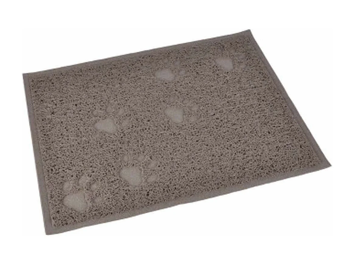Tapis Repas pour Chien & Chat Déco "Pattes" 40cm Taupe