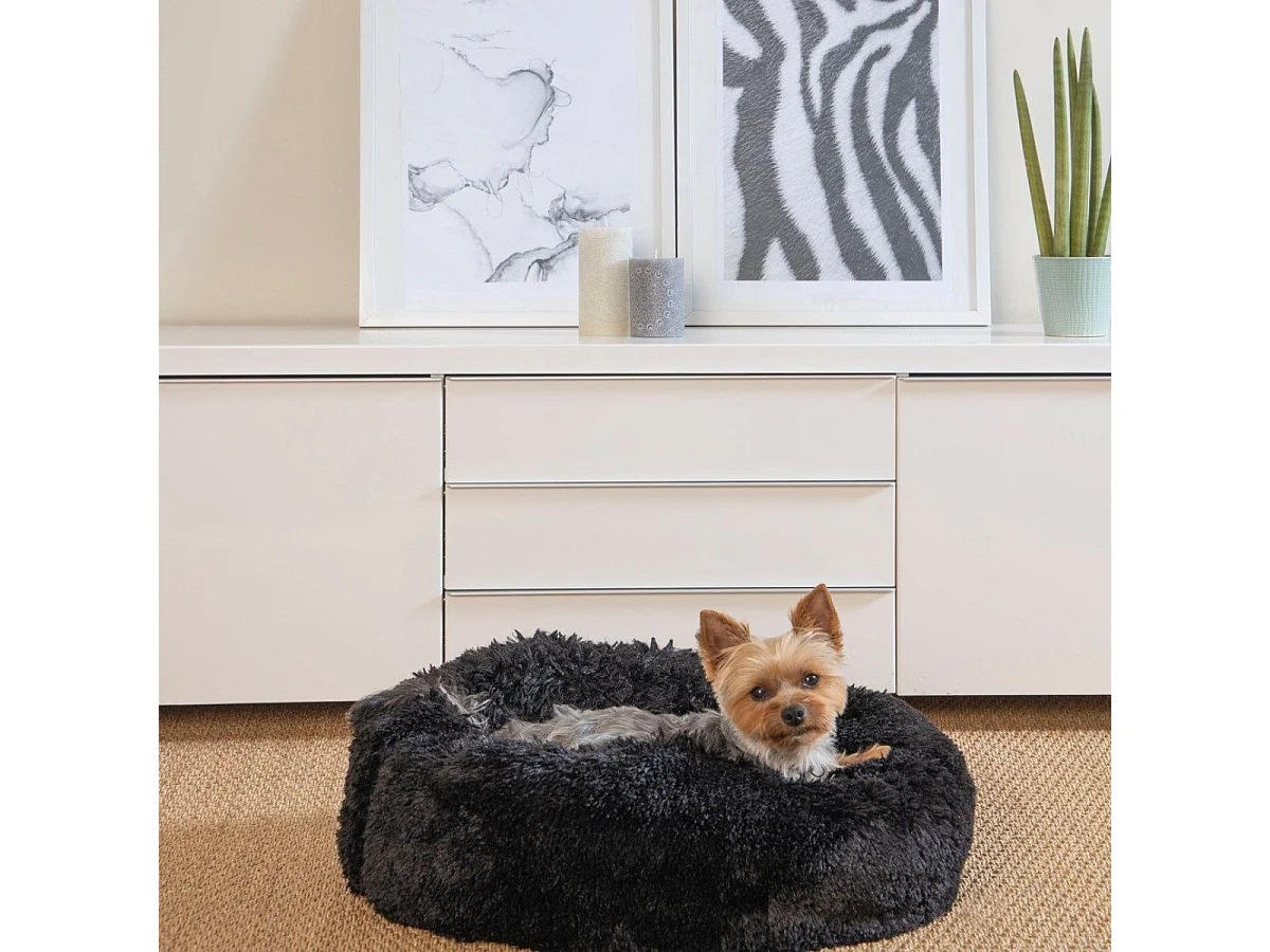 Coussin Rond pour Chien & Chat "Fluffy" 55cm Noir