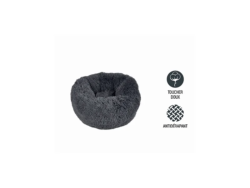 Coussin Rond pour Chien & Chat "Fluffy" 55cm Anthracite