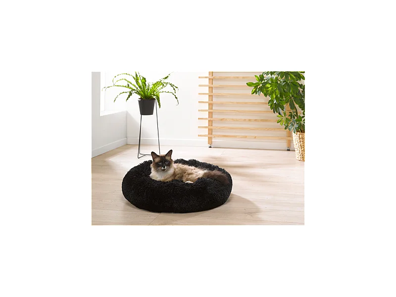 Coussin Rond pour Chien & Chat "Fluffy" 55cm Anthracite