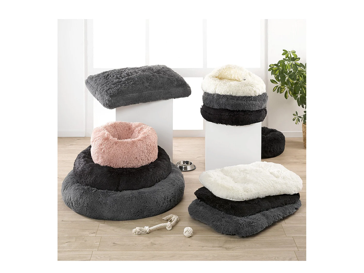 Coussin pour Chien & Chat "Fluffy" 80cm Anthracite