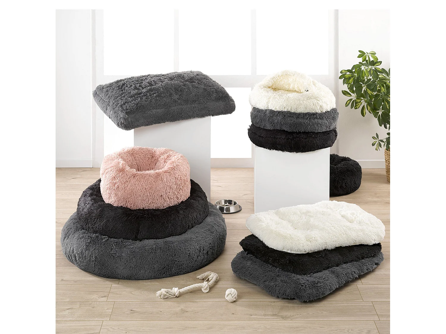 Coussin pour Chien & Chat "Fluffy" 80cm Anthracite