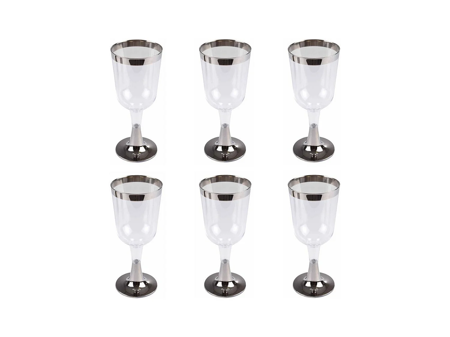 Lot de 6 Verres à Vin Réutilisable "Liseré" 18cl Argent