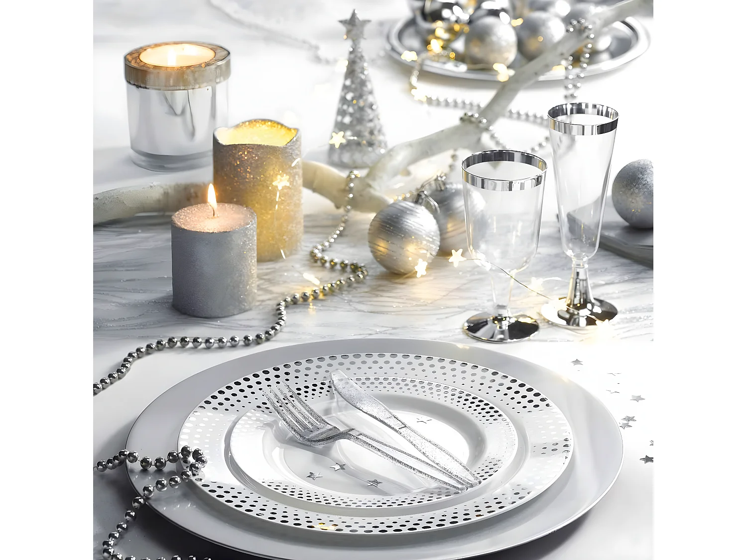 Lot de 6 Verres à Vin Réutilisable "Liseré" 18cl Argent