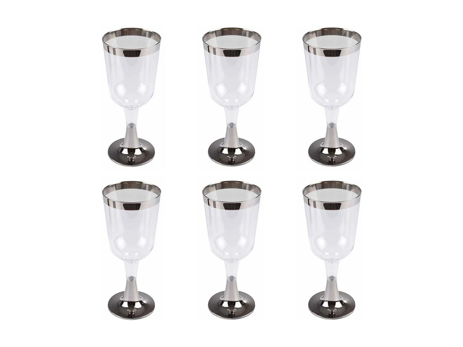 Lot de 6 Verres à Vin Réutilisable "Liseré" 18cl Argent