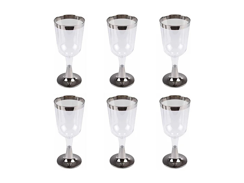 Lot de 6 Verres à Vin Réutilisable "Liseré" 18cl Argent