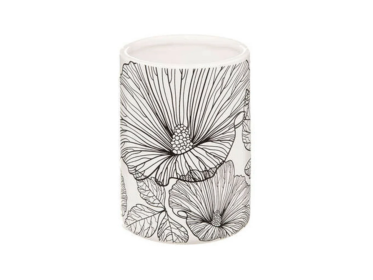 Gobelet Salle de Bain "Blackflora" 11cm Blanc