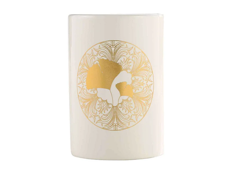 Gobelet Salle de Bain "Ginkoblue" 11cm Blanc & Or