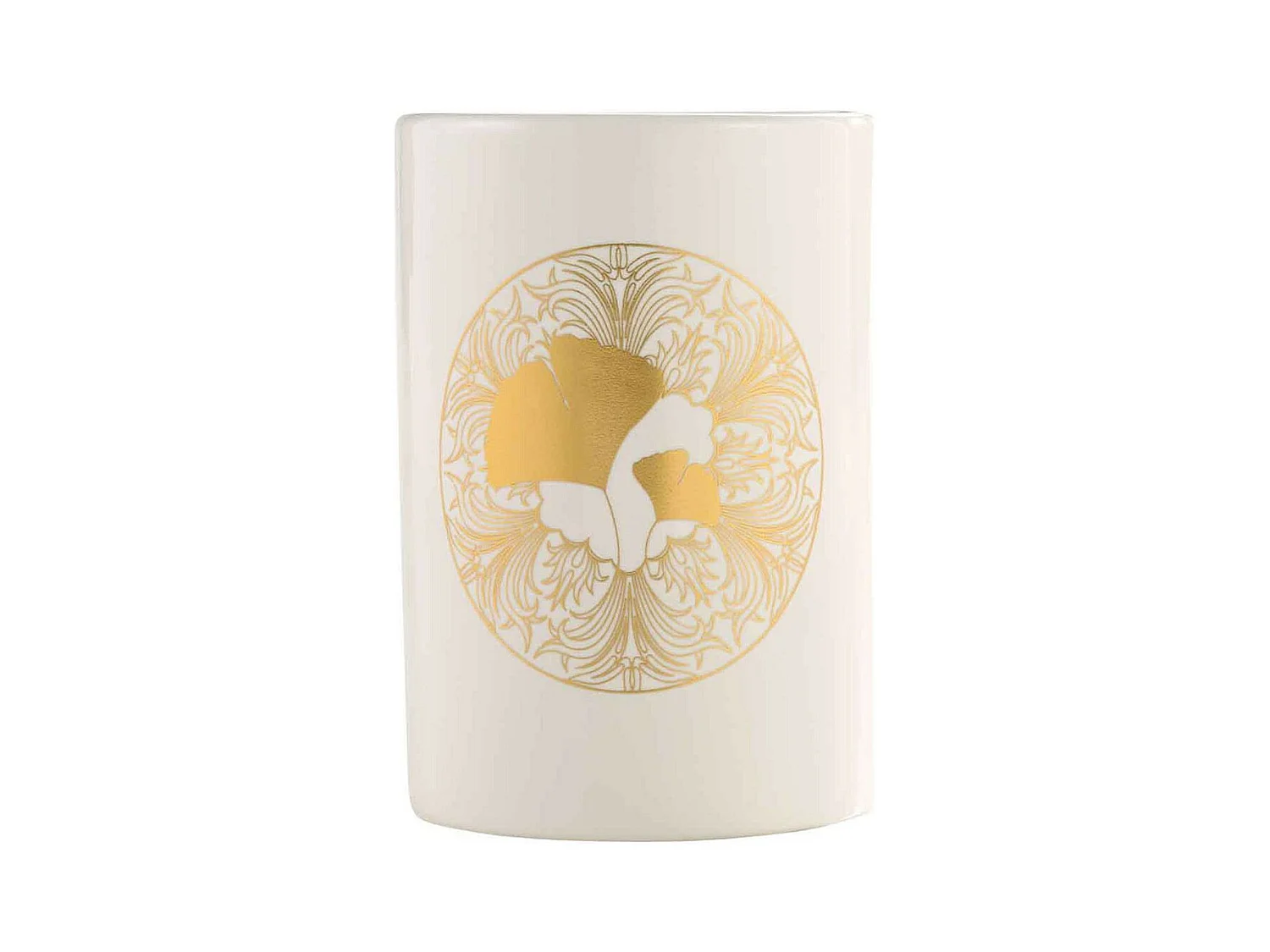 Gobelet Salle de Bain "Ginkoblue" 11cm Blanc & Or
