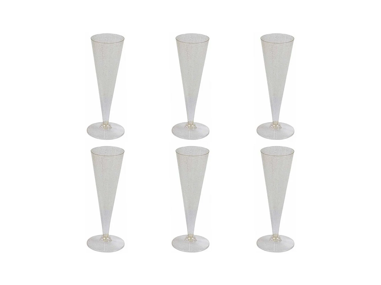 Lot de 6 Flûtes à Champagne Réutilisable "Paillettes" 12cl Or