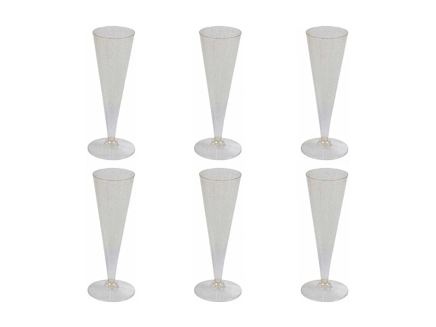 Lot de 6 Flûtes à Champagne Réutilisable "Paillettes" 12cl Or