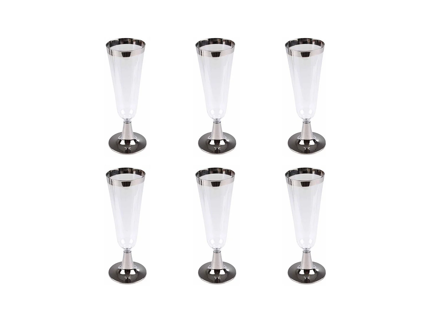 Lot de 6 Flûtes à Champagne Réutilisable "Liseré" 15cl Argent