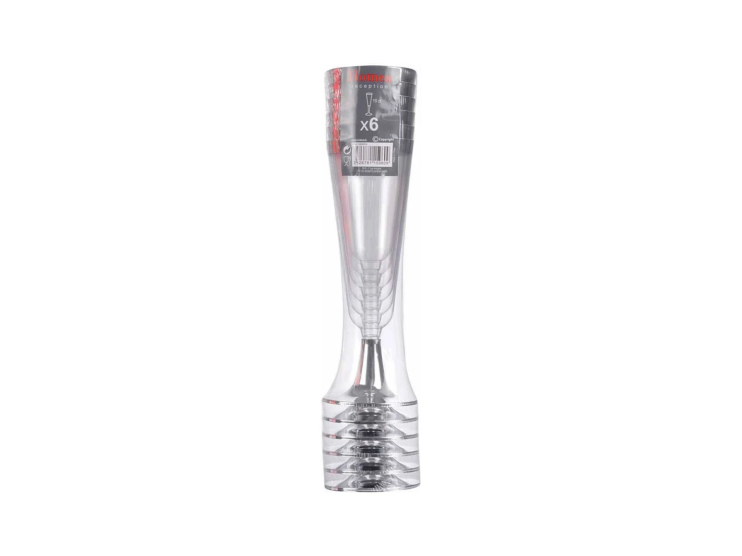Lot de 6 Flûtes à Champagne Réutilisable "Liseré" 15cl Argent