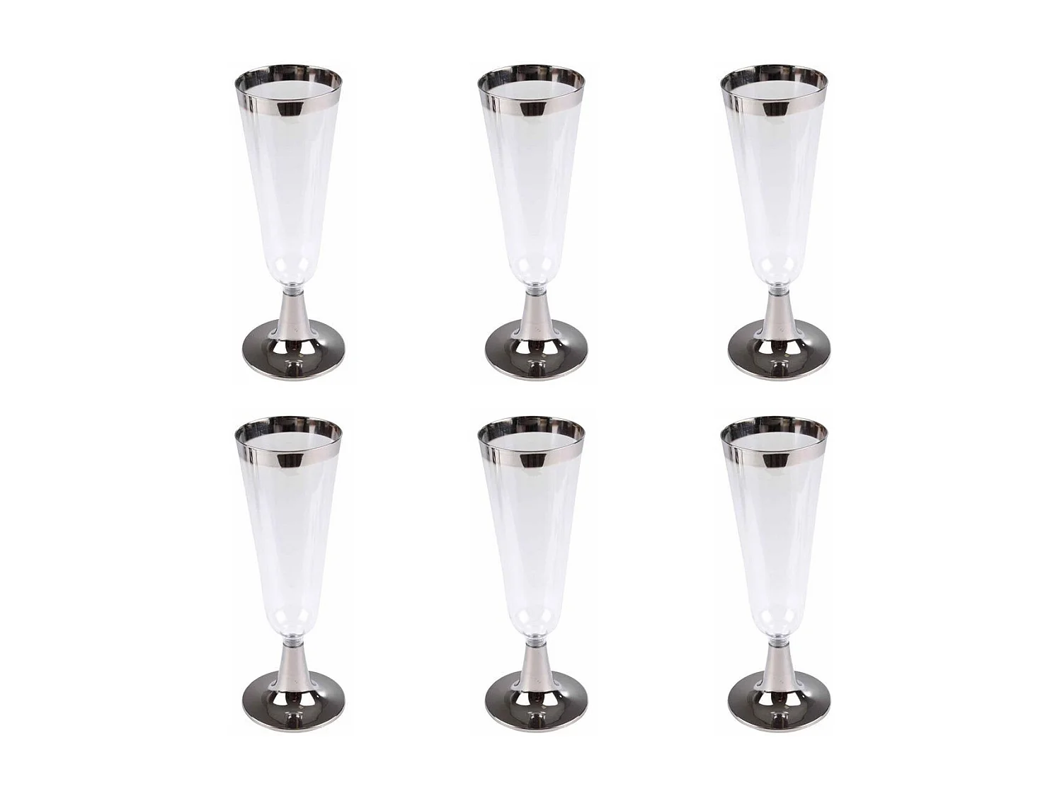 Lot de 6 Flûtes à Champagne Réutilisable "Liseré" 15cl Argent