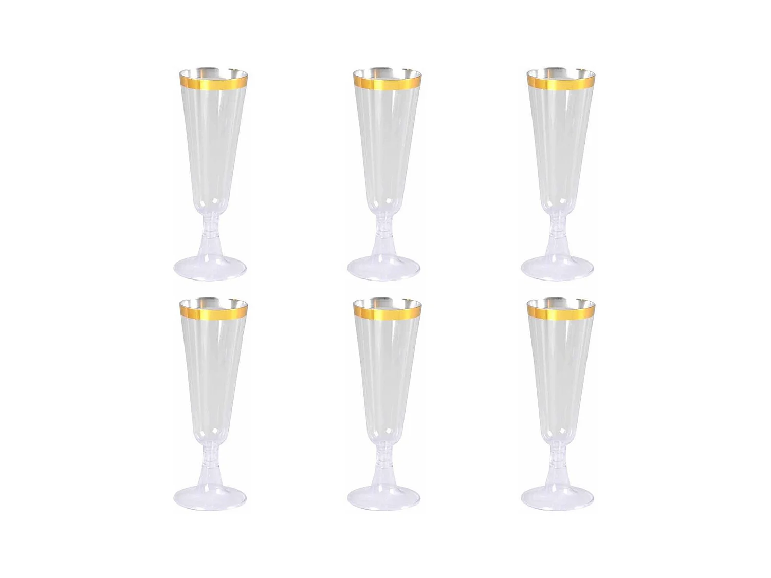 Lot de 6 Flûtes à Champagne Réutilisable "Liseré" 15cl Or