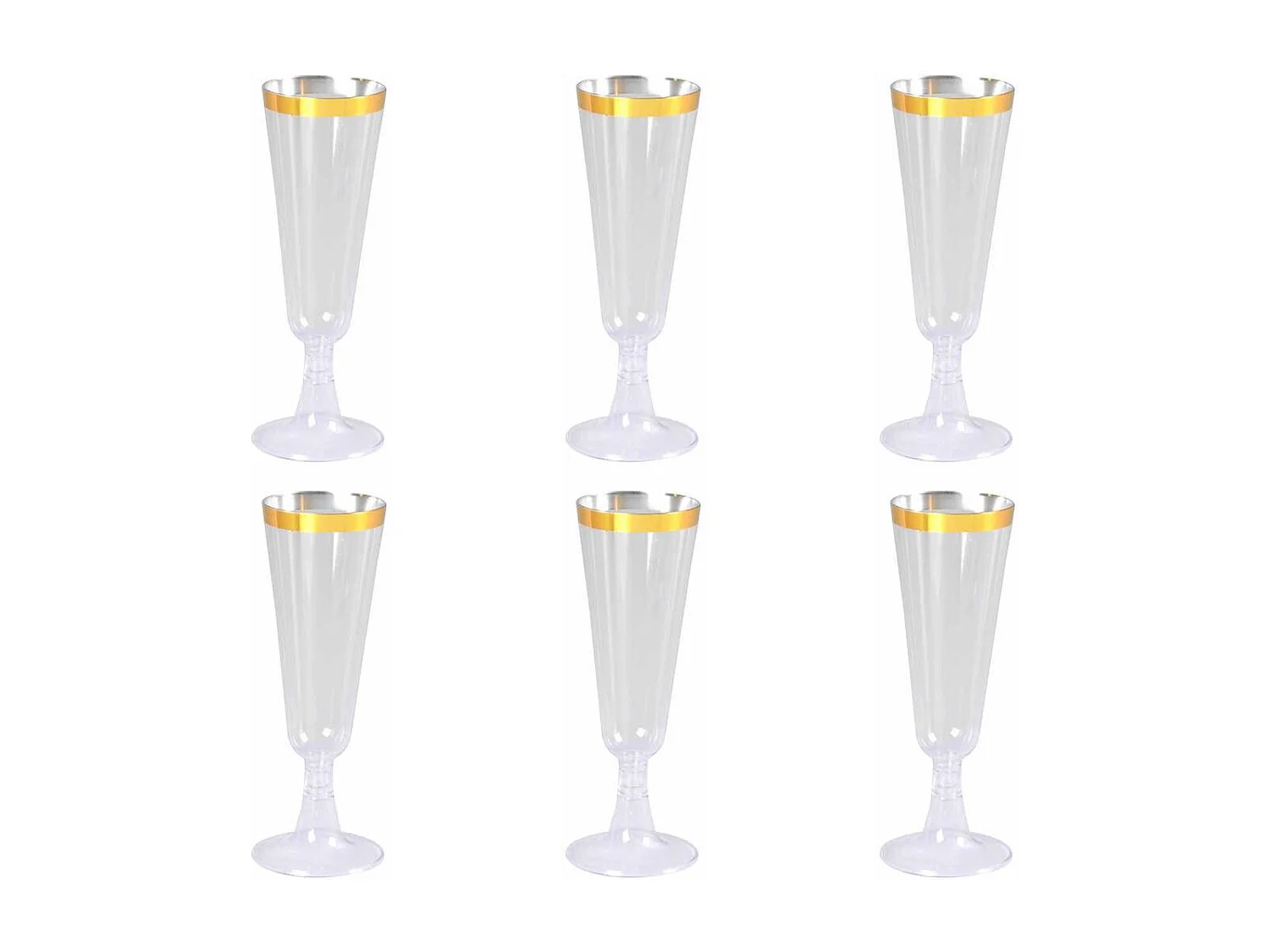 Lot de 6 Flûtes à Champagne Réutilisable "Liseré" 15cl Or