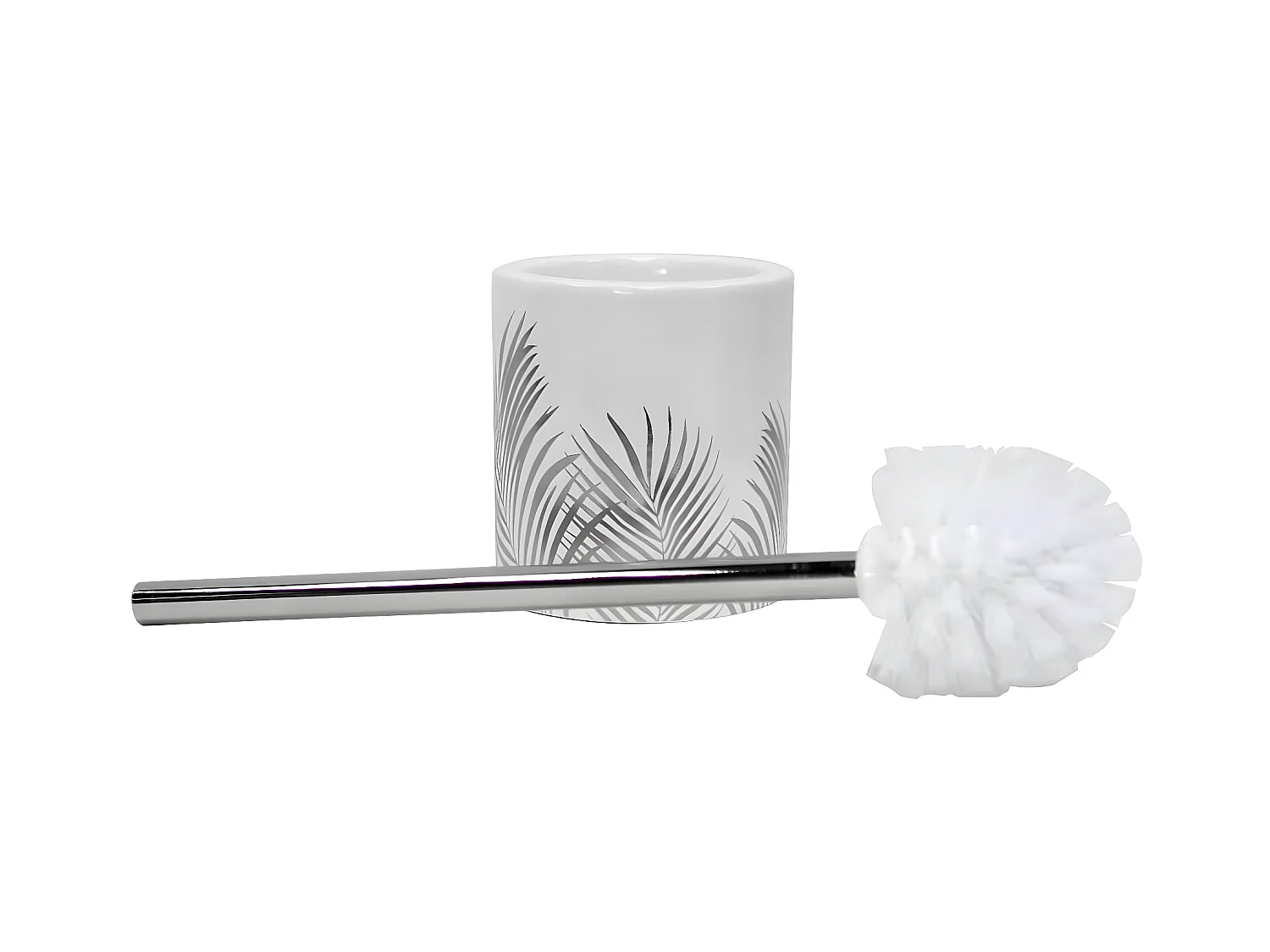 Brosse WC Imprimée "Orbella" 40cm Blanc & Argent